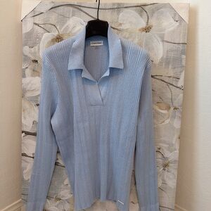 Calvin Klein Sky Blue V-Neck Sweater